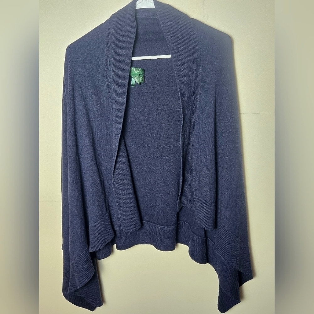 Women's Ralph Lauren Open Navy Cardigan, Size Small Petite